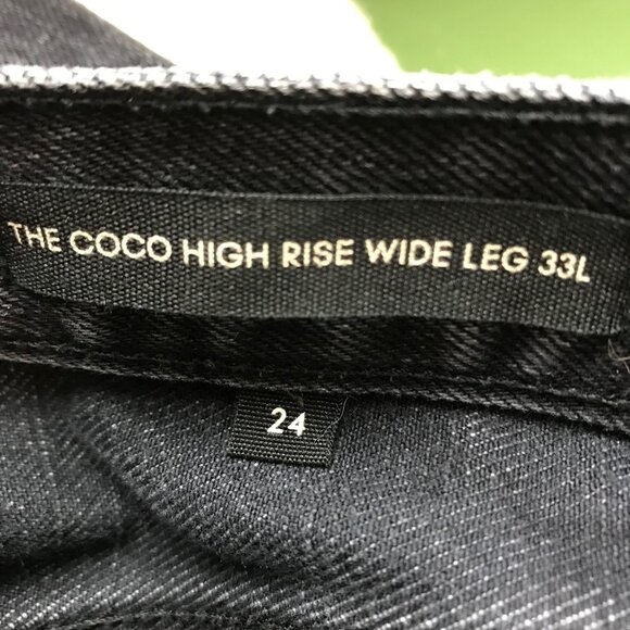 Denim Forum The Coco High Rise  Wide Leg 33L Black Jeans Size 24 - Picture 8 of 9